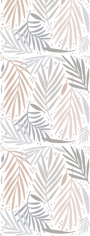 Scandinavian vinyl rug with white and gray leaf design - TenStickers