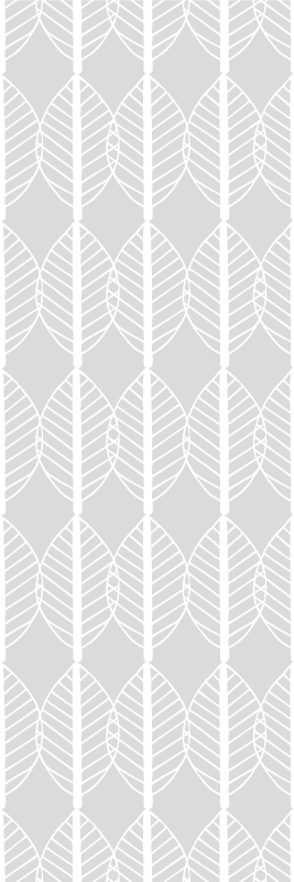 Scandinavian vinyl rug white leaf line on grey - TenStickers