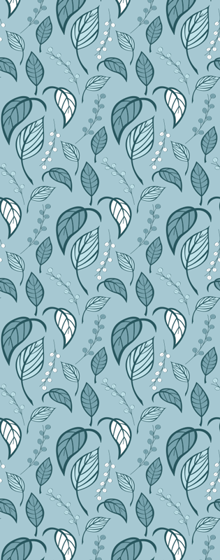 Scandinavian vinyl rug with blue leaf design - TenStickers