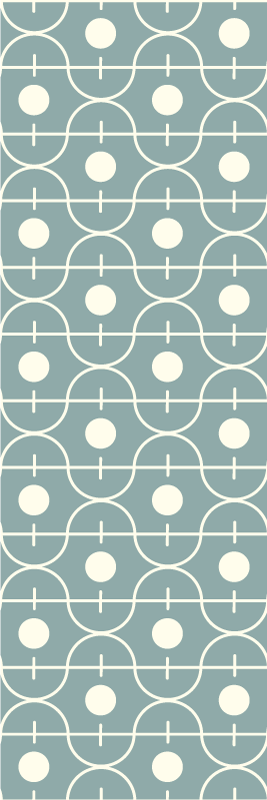 Scandinavian vinyl rug in blue japandi geometric pattern - TenStickers