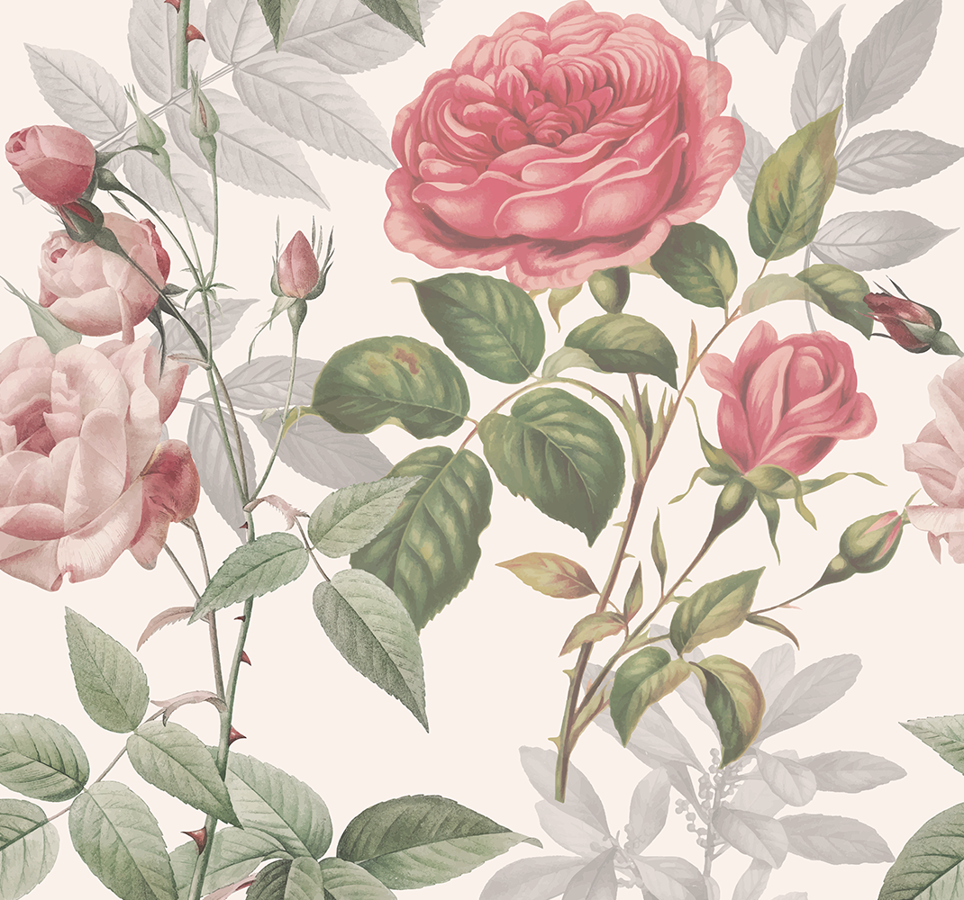Nature vinyl rug with large roses design - TenStickers