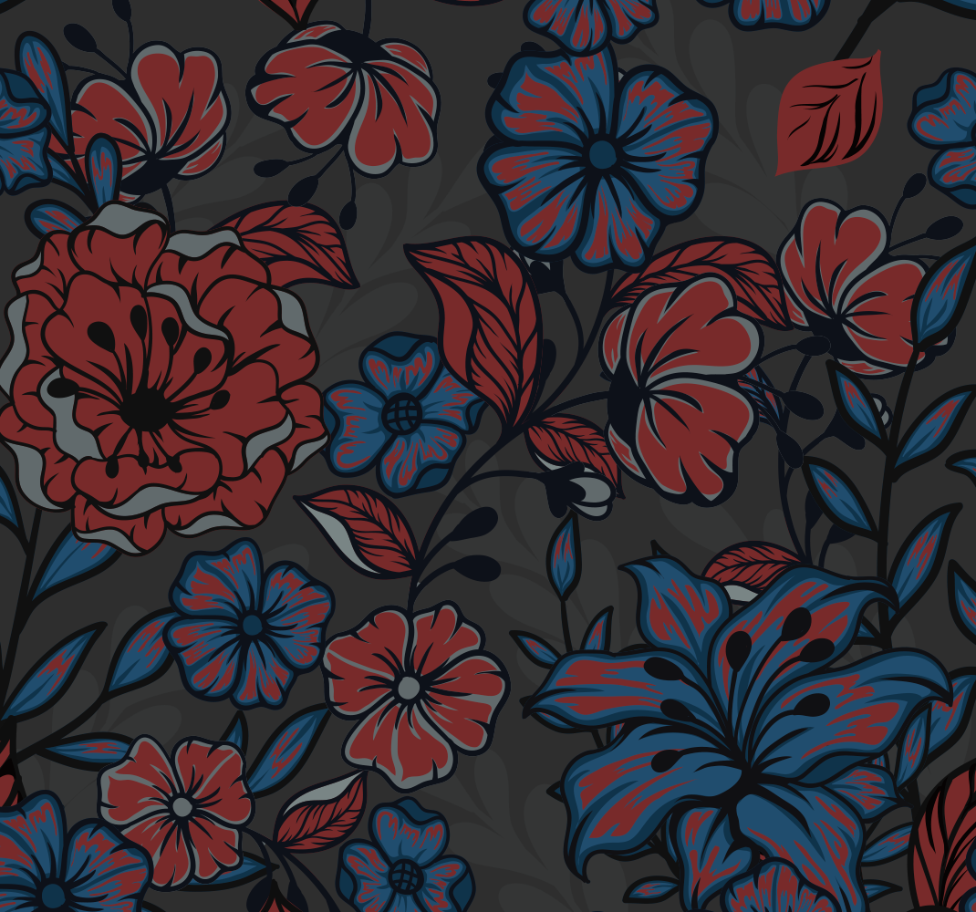 Nature vinyl rug in dark roses and leaves - TenStickers