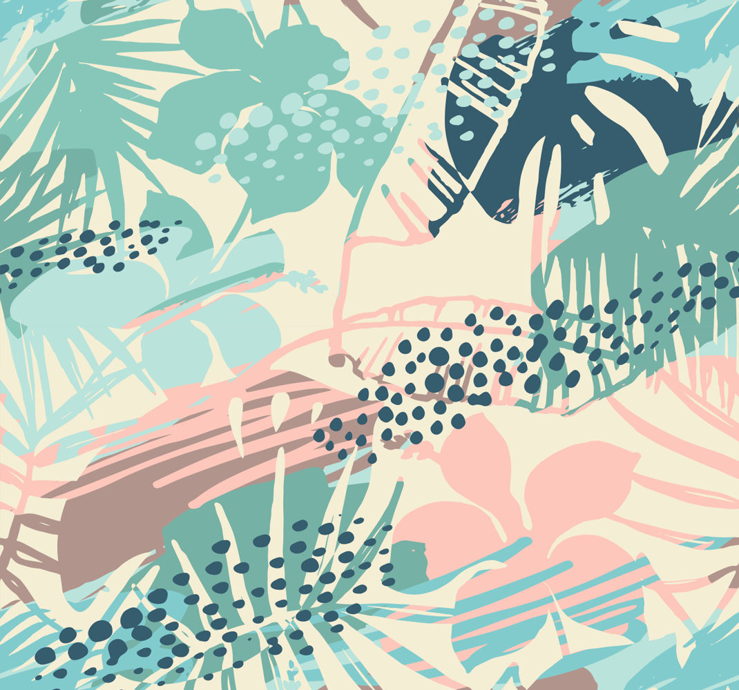 Nature vinyl rug with tropical plant and dot design - TenStickers