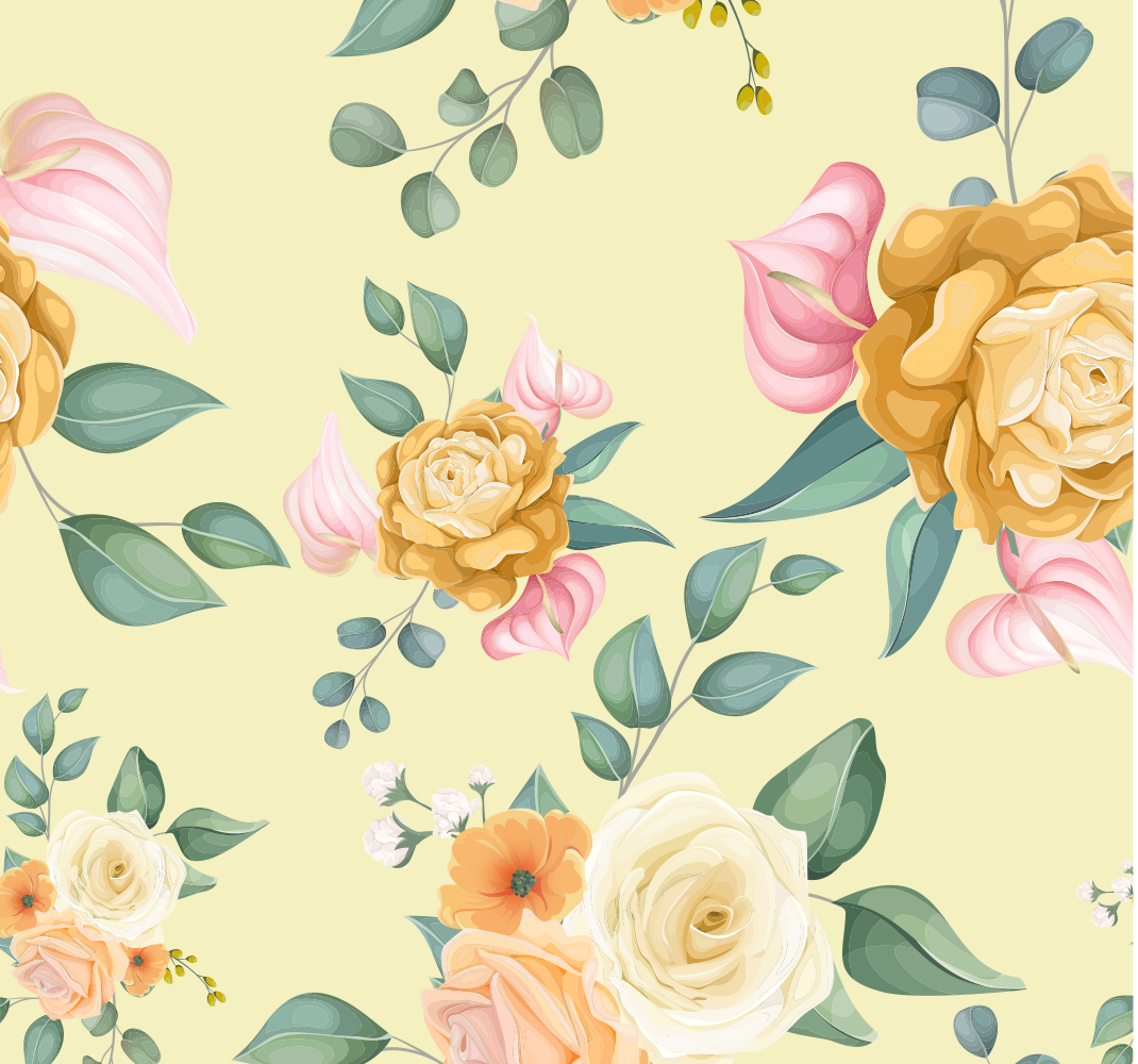 Nature vinyl rug with vintage yellow roses - TenStickers