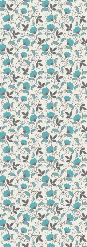 Nature vinyl rug teal lotus flower design - TenStickers