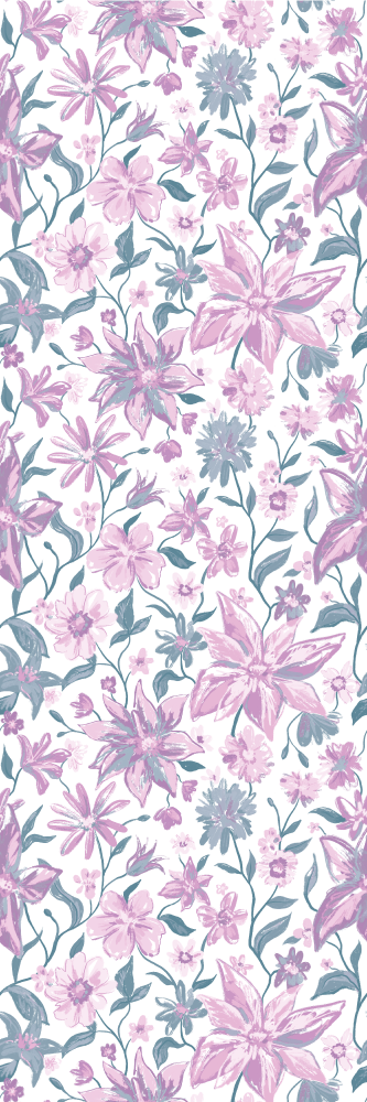Nature vinyl rug with pink and grey roses - TenStickers