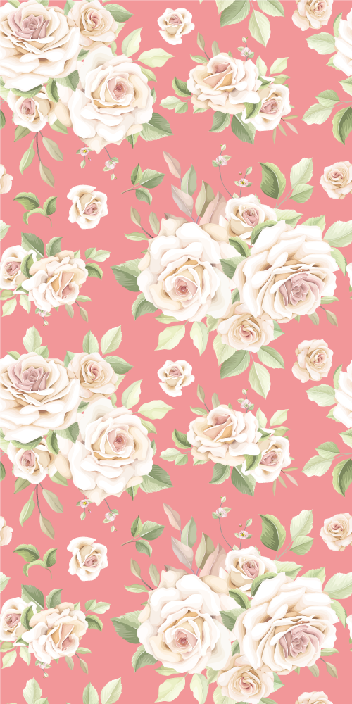 Nature vinyl rug with vintage pink roses design - TenStickers