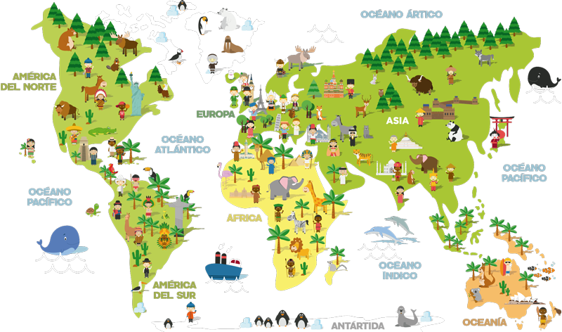 World map vinyl rug kids' country map - TenStickers