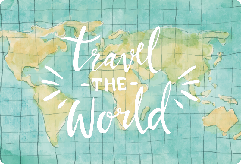 World map vinyl rug explore the globe design - TenStickers