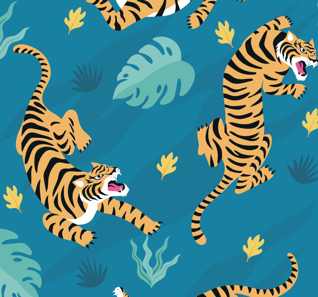 Animal vinyl rug featuring tiger design - TenStickers