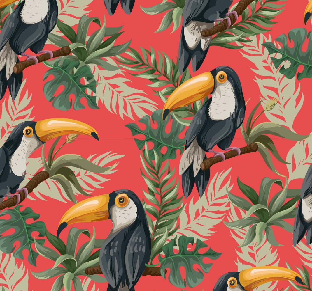 Toucans tropical wallpaper animal vinyl rug - TenStickers