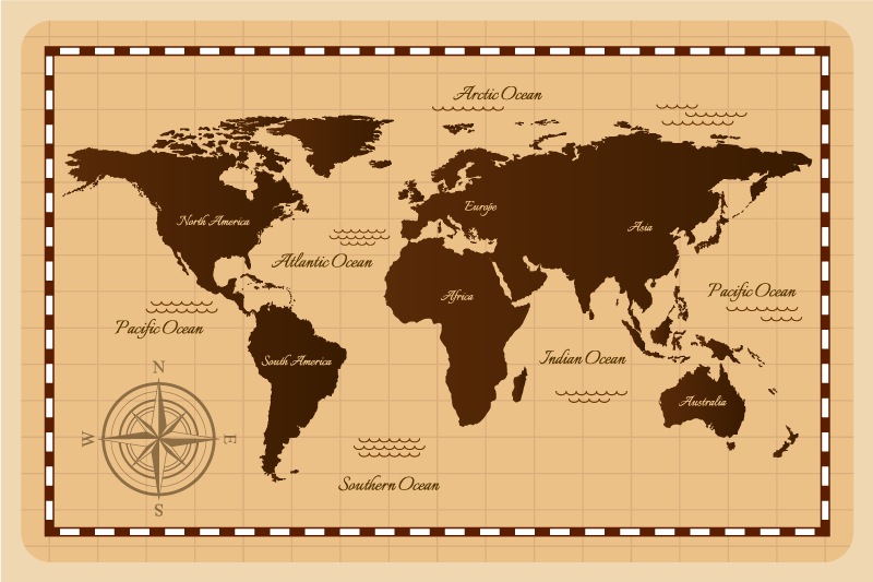 Atlas world map vinyl rug - TenStickers