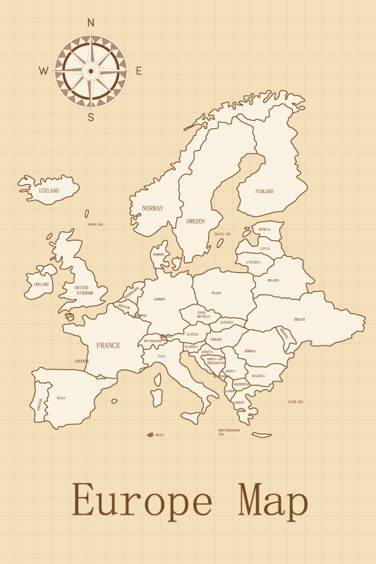 World map vinyl rug vintage europe - TenStickers