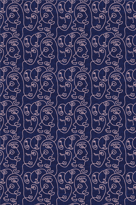 Textured vinyl rug with abstract blue women design - TenStickers