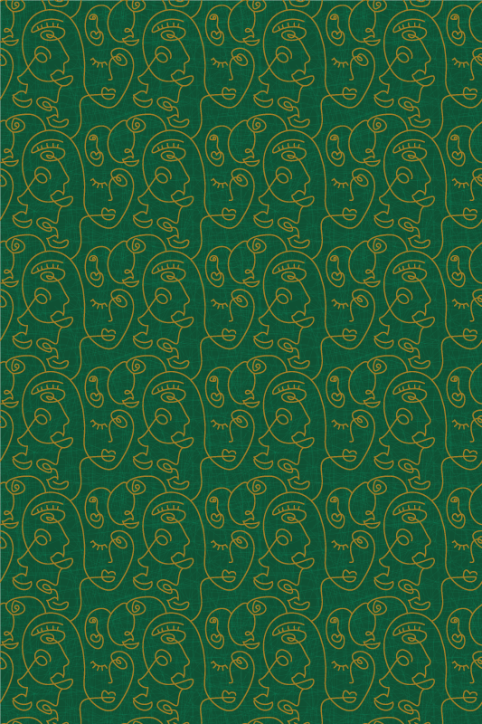 Textured vinyl rug featuring abstract green women - TenStickers