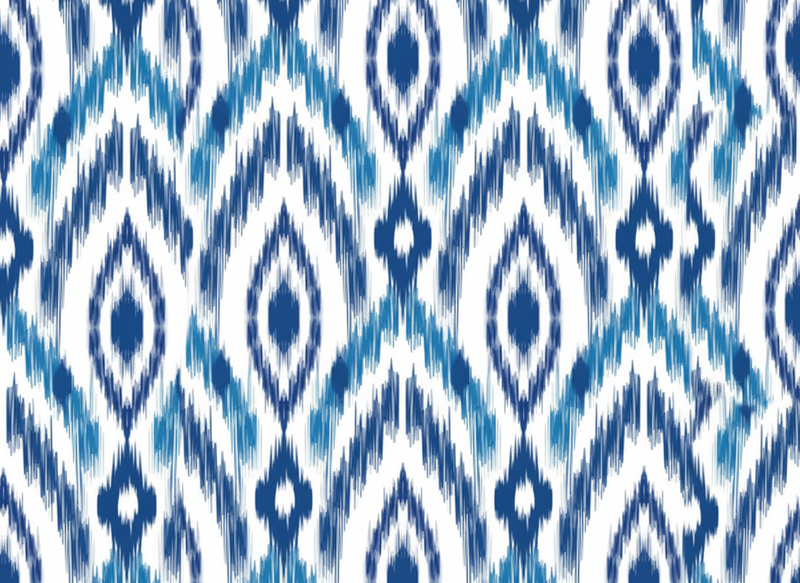 Textured vinyl rug in blue ikat design - TenStickers