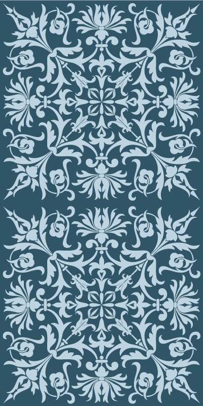Vintage vinyl rug in french provincial blue pattern - TenStickers