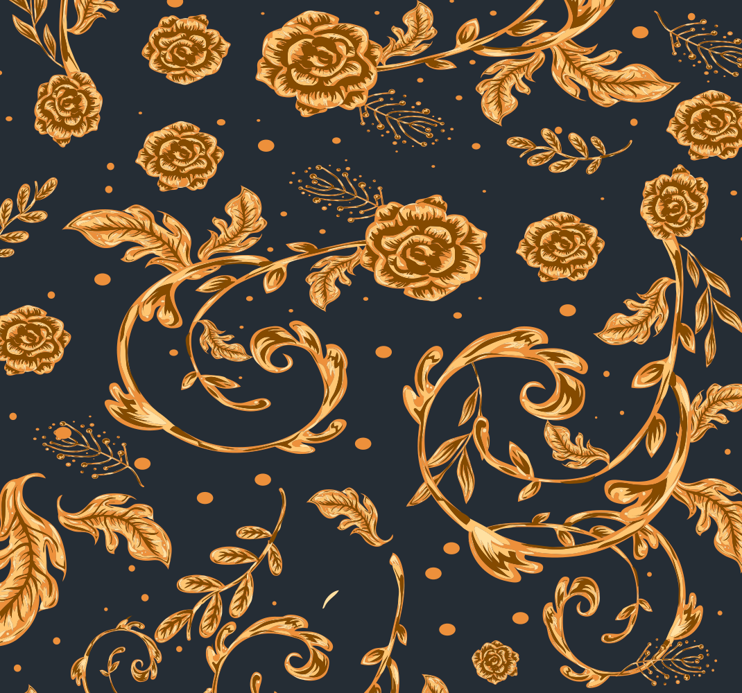 Vintage vinyl rug in golden leaf design - TenStickers