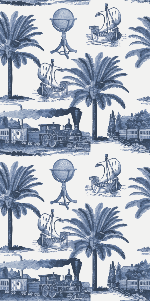 Vintage vinyl rug french vintage pattern in blue - TenStickers