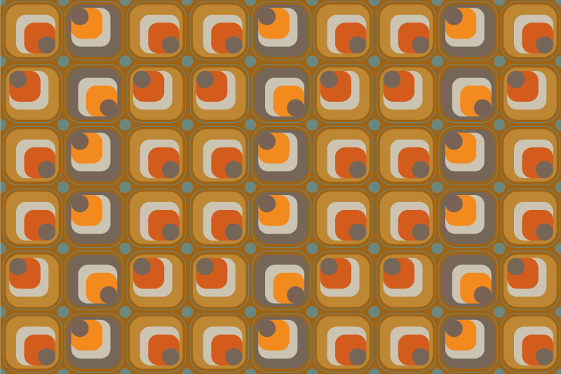 Vintage vinyl rug with 70s retro square design - TenStickers