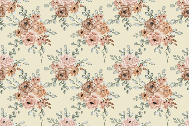 Vintage vinyl rug romantic large rose painting - TenStickers