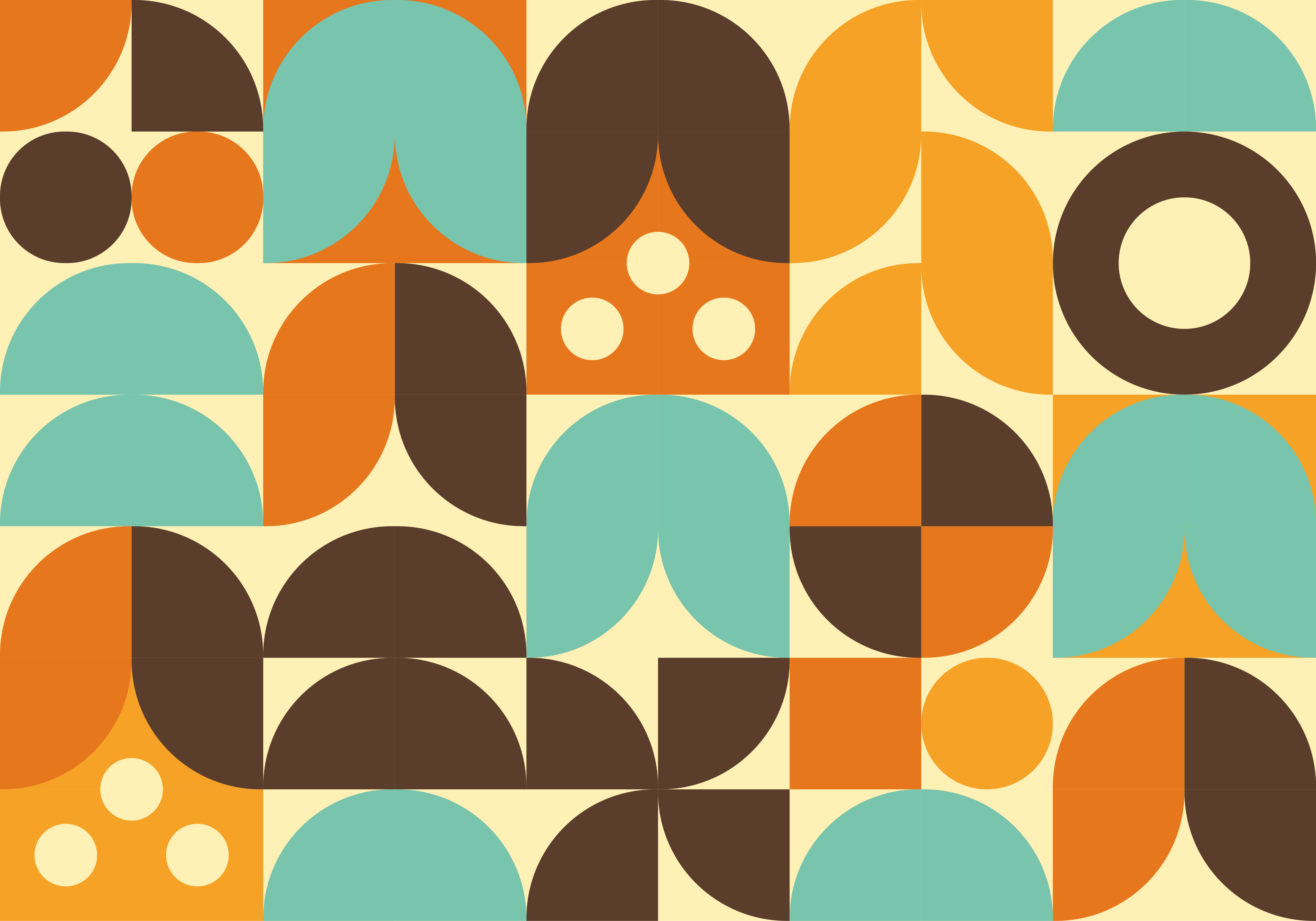 Vintage vinyl rug with geometric 70s abstract forms - TenStickers