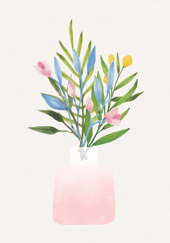 Floral vinyl rug with potted flowers design - TenStickers
