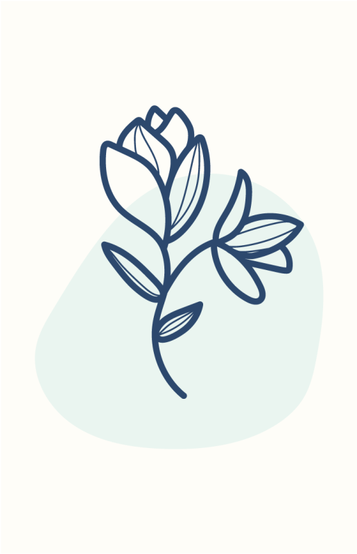 Floral vinyl rug botanical outline design - TenStickers