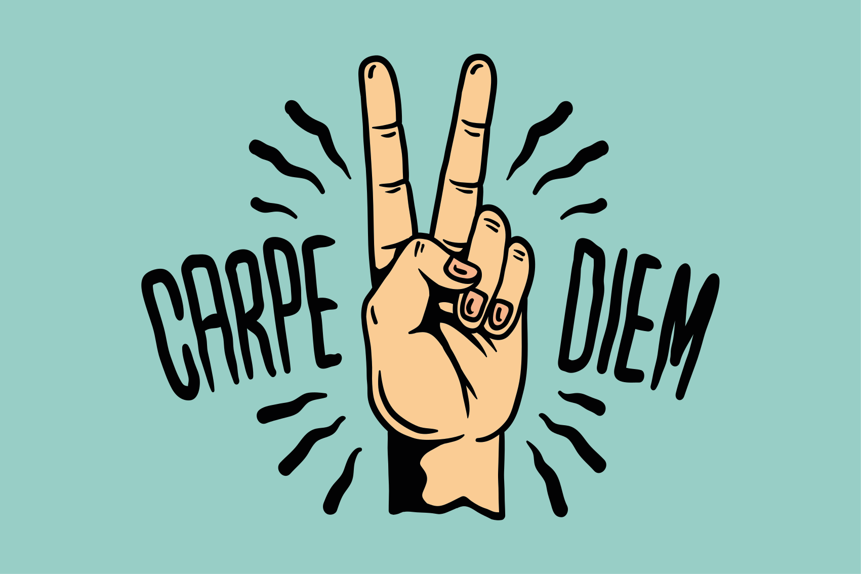 Custom rug carpe diem peace hand design - TenStickers