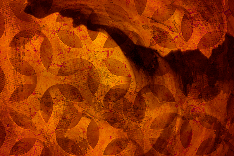 Geometric vinyl rug in abstract orange patterns - TenStickers