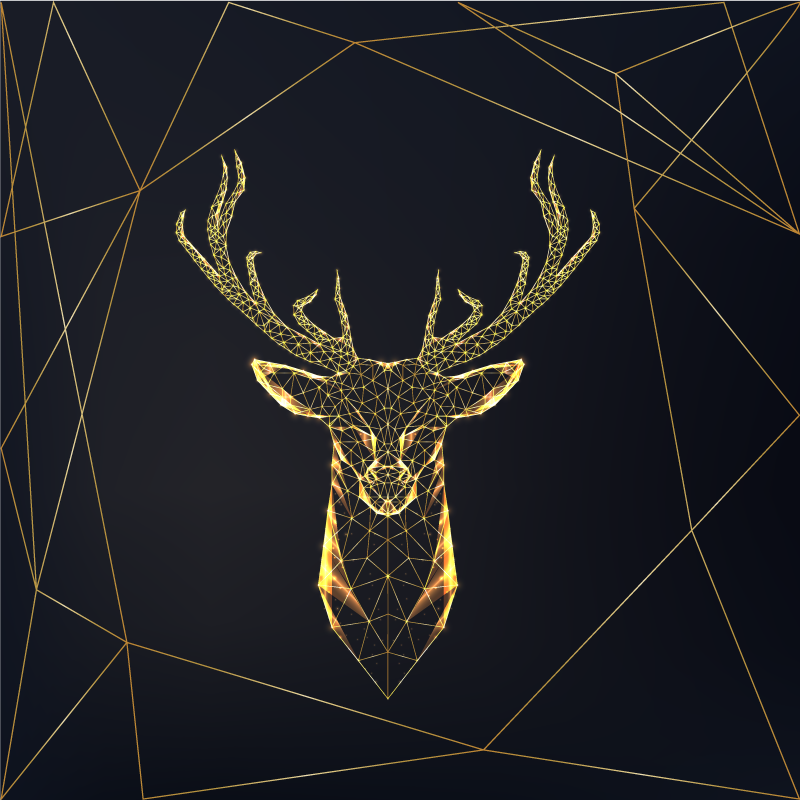 Geometric vinyl rug stag design with gold - TenStickers