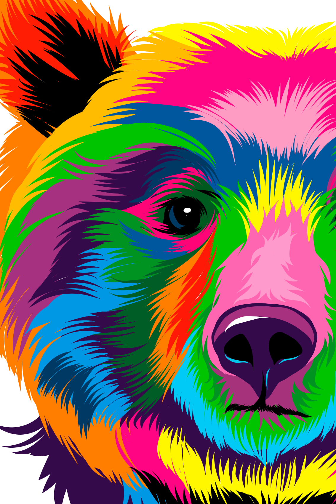 Geometric vinyl rug colorful bear - TenStickers