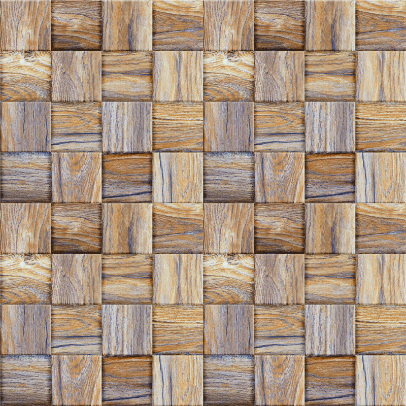 Geometric vinyl rug 80's wood effect mosaic - TenStickers