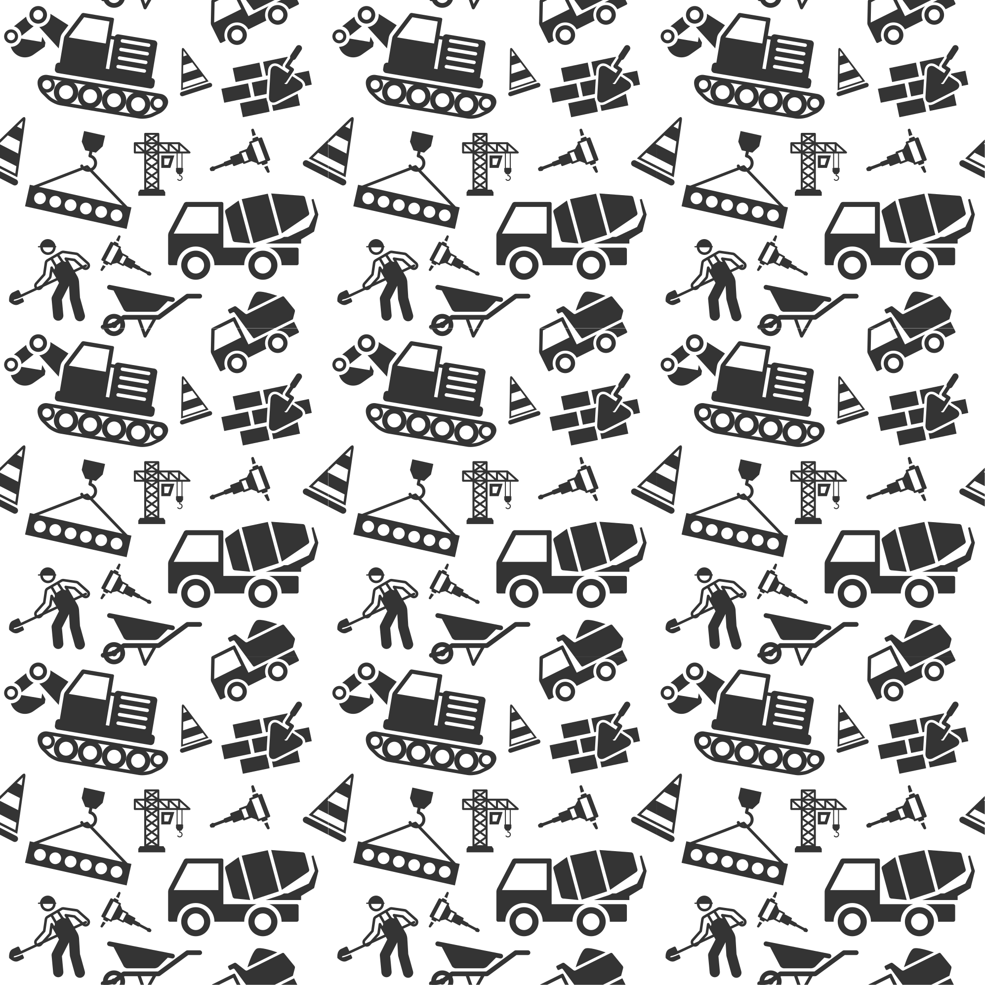 Kids vinyl rug monocolor excavators and trucks - TenStickers