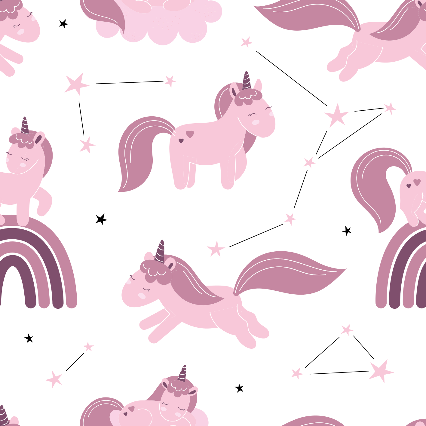 Kids vinyl rug featuring funny unicorns and stars - TenStickers