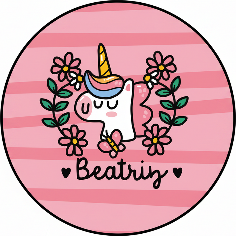 Kids vinyl rug cute flower unicorn - TenStickers