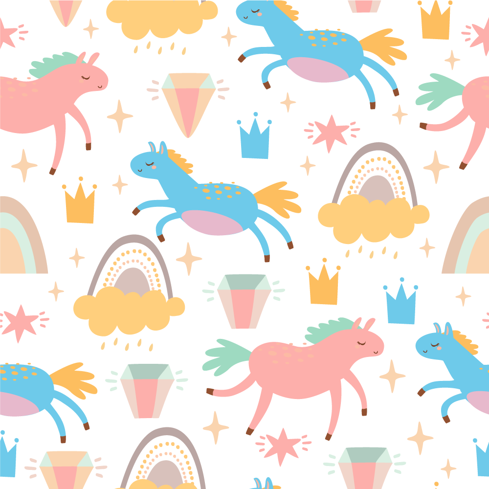 Kids vinyl rug with cute unicorns and rainbows - TenStickers