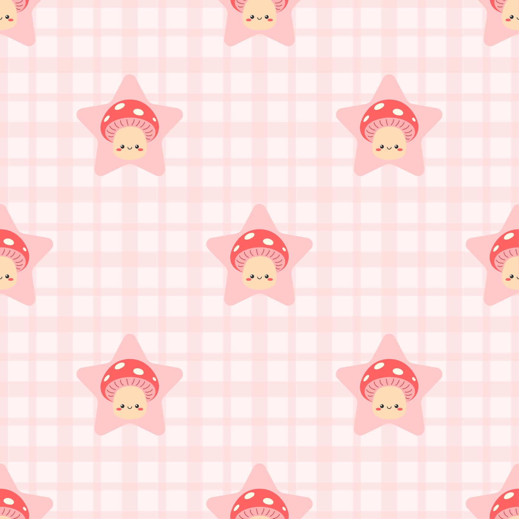 Kids vinyl rug with cute pink mushroom pattern - TenStickers