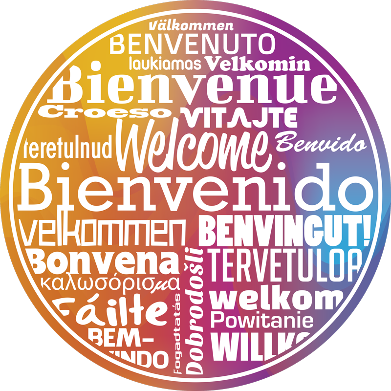 Entrance hall vinyl rug welcome text in multiple languages - TenStickers