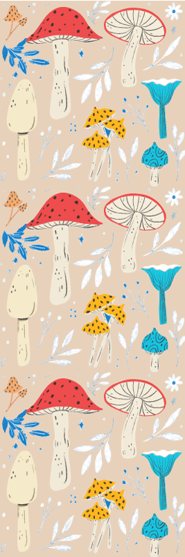 Living room vinyl rug with classic mushrooms beige - TenStickers