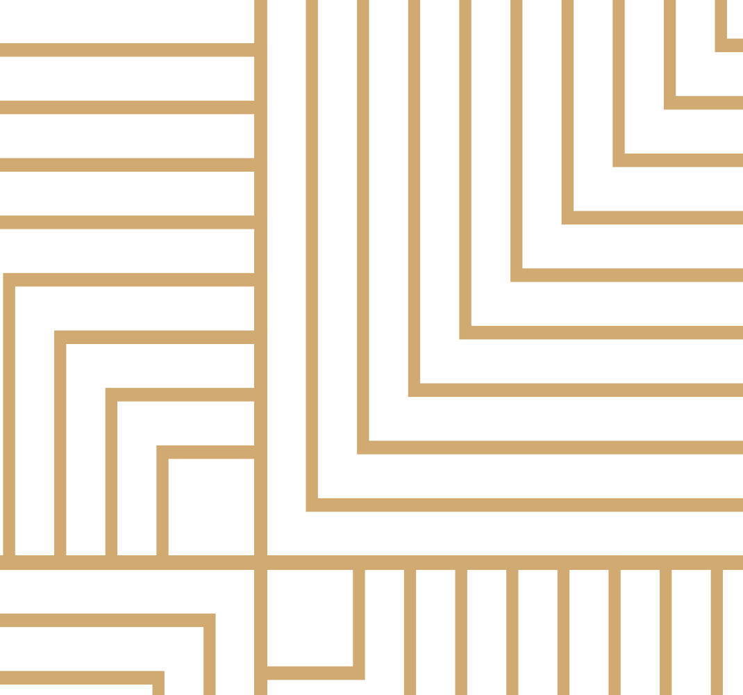Living room vinyl rug in white and gold geometry - TenStickers