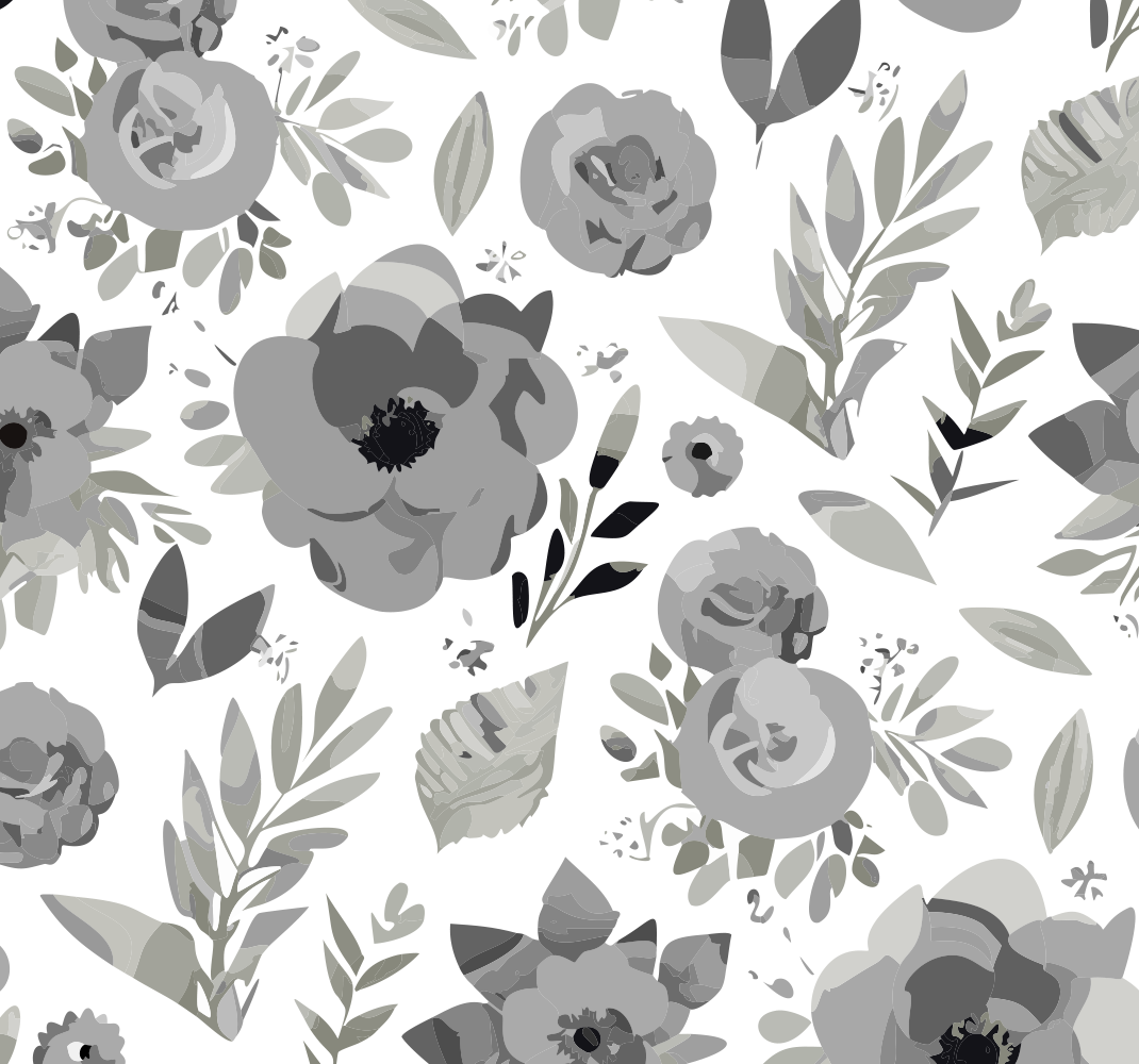 Grey vinyl rug with aquarella flowers design - TenStickers