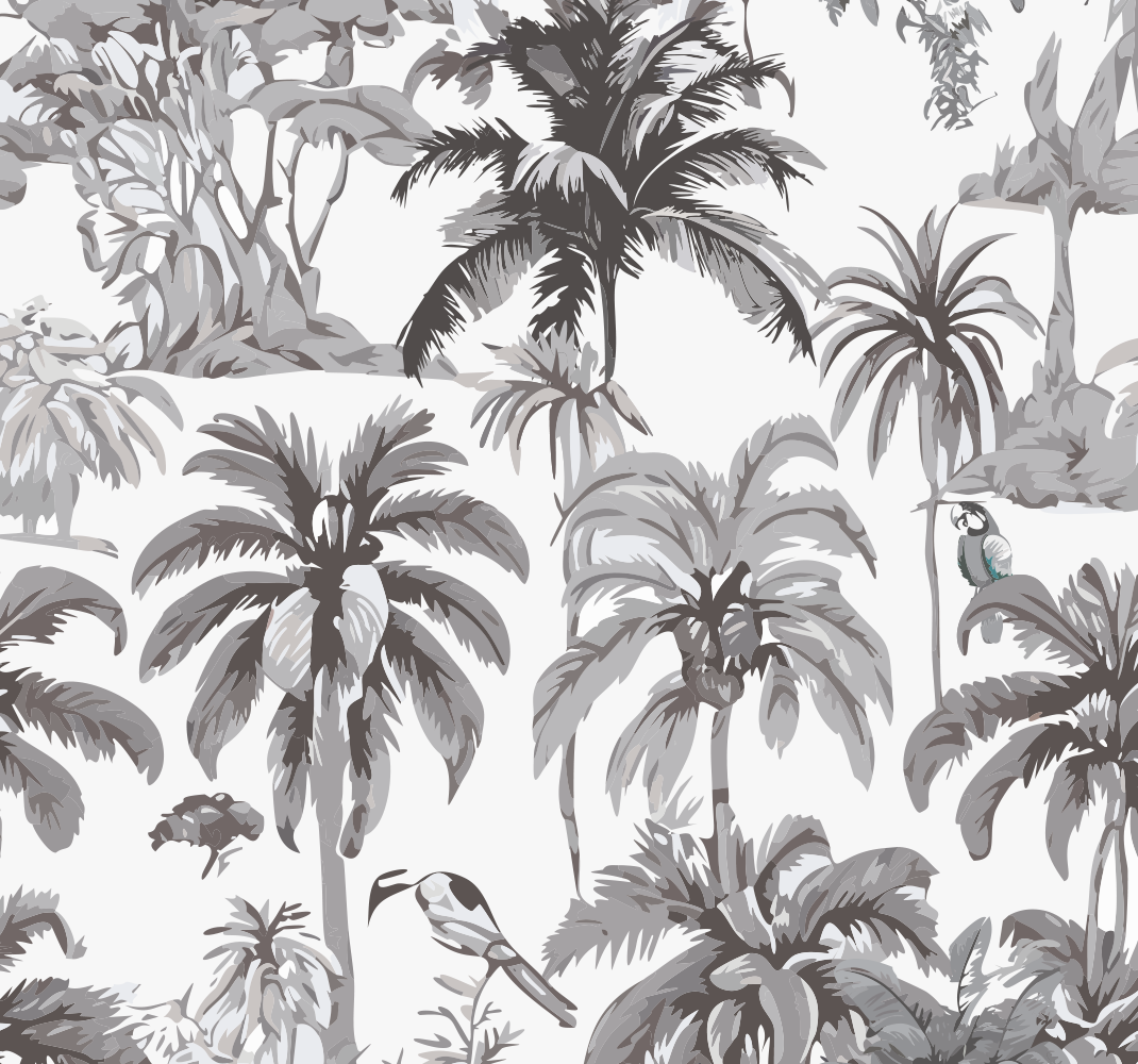 Grey vinyl rug with palm trees design - TenStickers