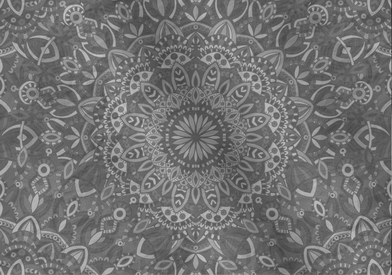 Grey vinyl rug with detailed mandala design - TenStickers