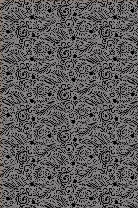 Grey vinyl rug with decorative swirl patterns - TenStickers