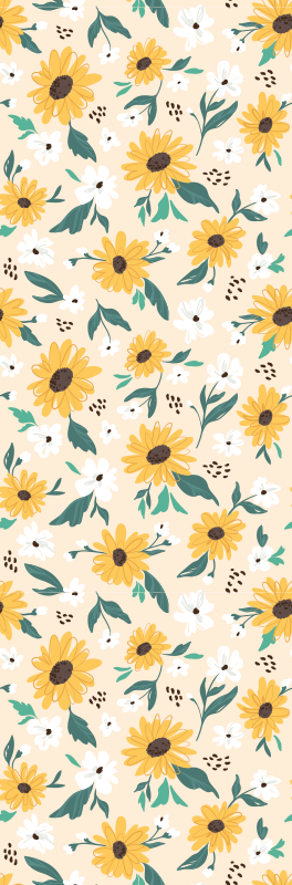 Sunflower beige background hall vinyl rug - TenStickers