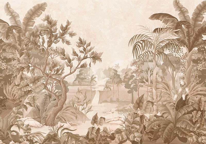 Beige vinyl rug with tropical jungle views - TenStickers