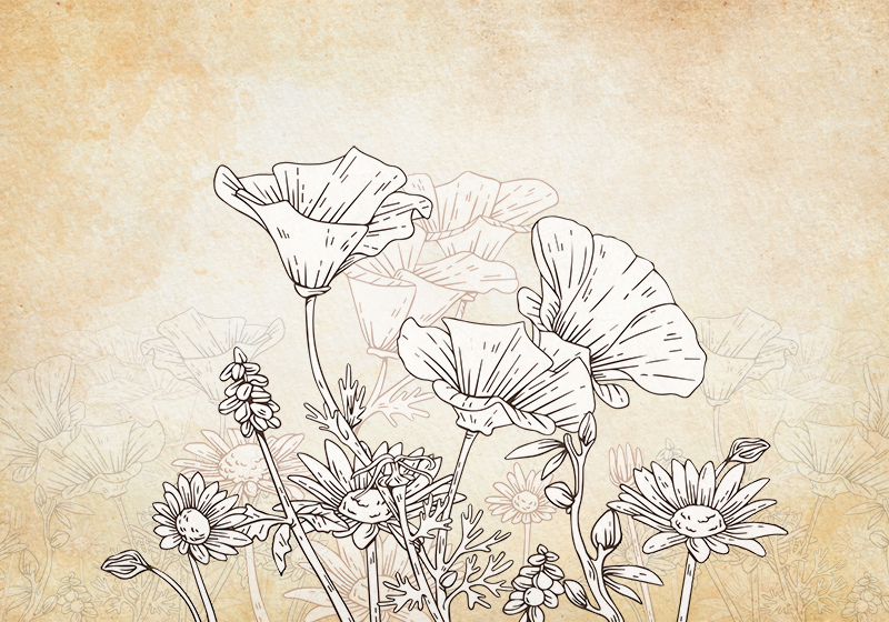 Beige vinyl rug vintage meadow design - TenStickers