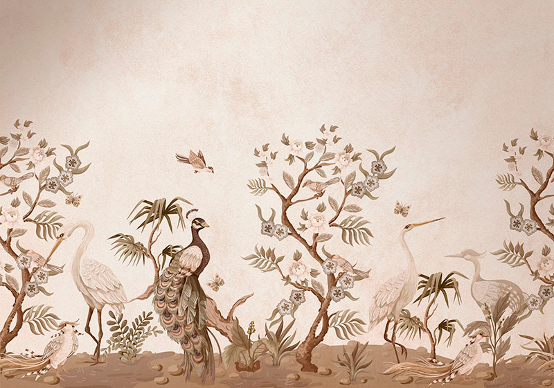Beige vinyl rug with vintage animal design - TenStickers