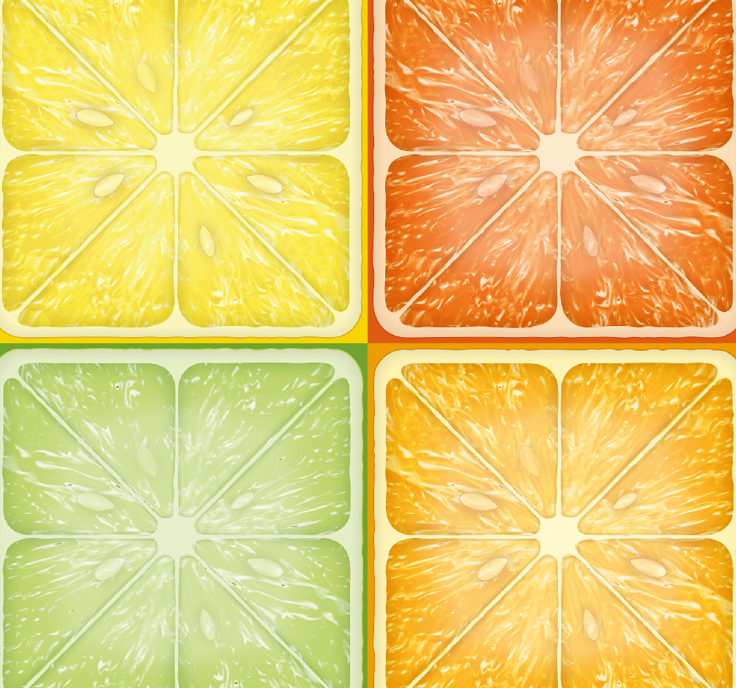 Yellow vinyl rug with vibrant citrus design - TenStickers